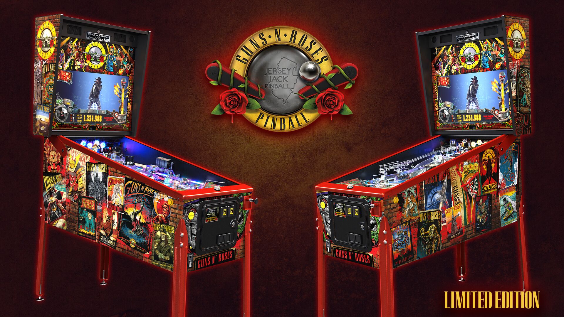 Guns N Roses Pinball Limited Edition Pinball Game Cabinet